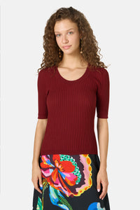 Gorman - Allegra Scooped Neck Knit Top - plum