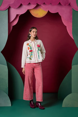 Gorman - Pretty Protea Embroidered Shirt - cream