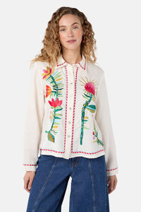 Gorman - Pretty Protea Embroidered Shirt - cream
