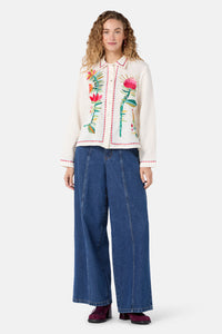 Gorman - Pretty Protea Embroidered Shirt - cream