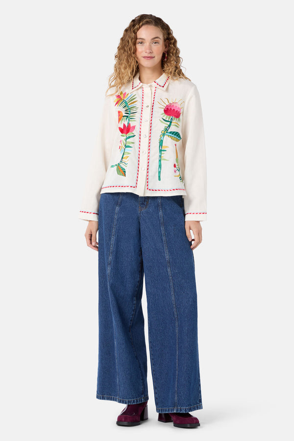 Gorman - Pretty Protea Embroidered Shirt - cream