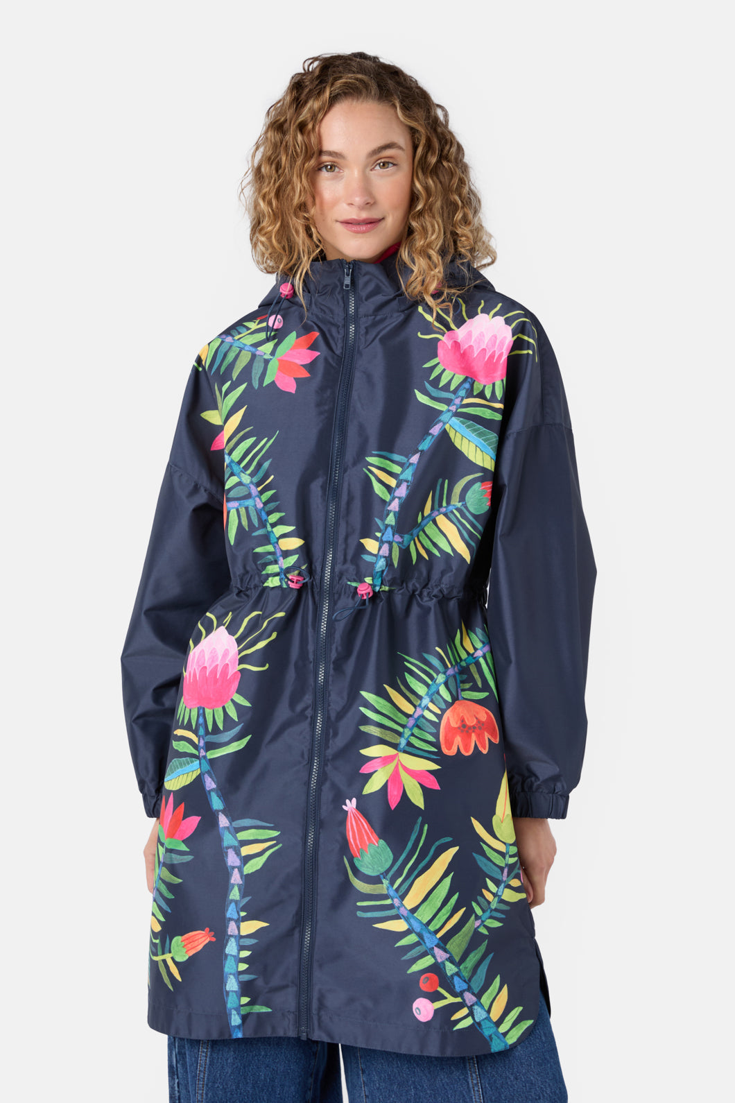 Gorman - Pretty Protea Long Raincoat - navy
