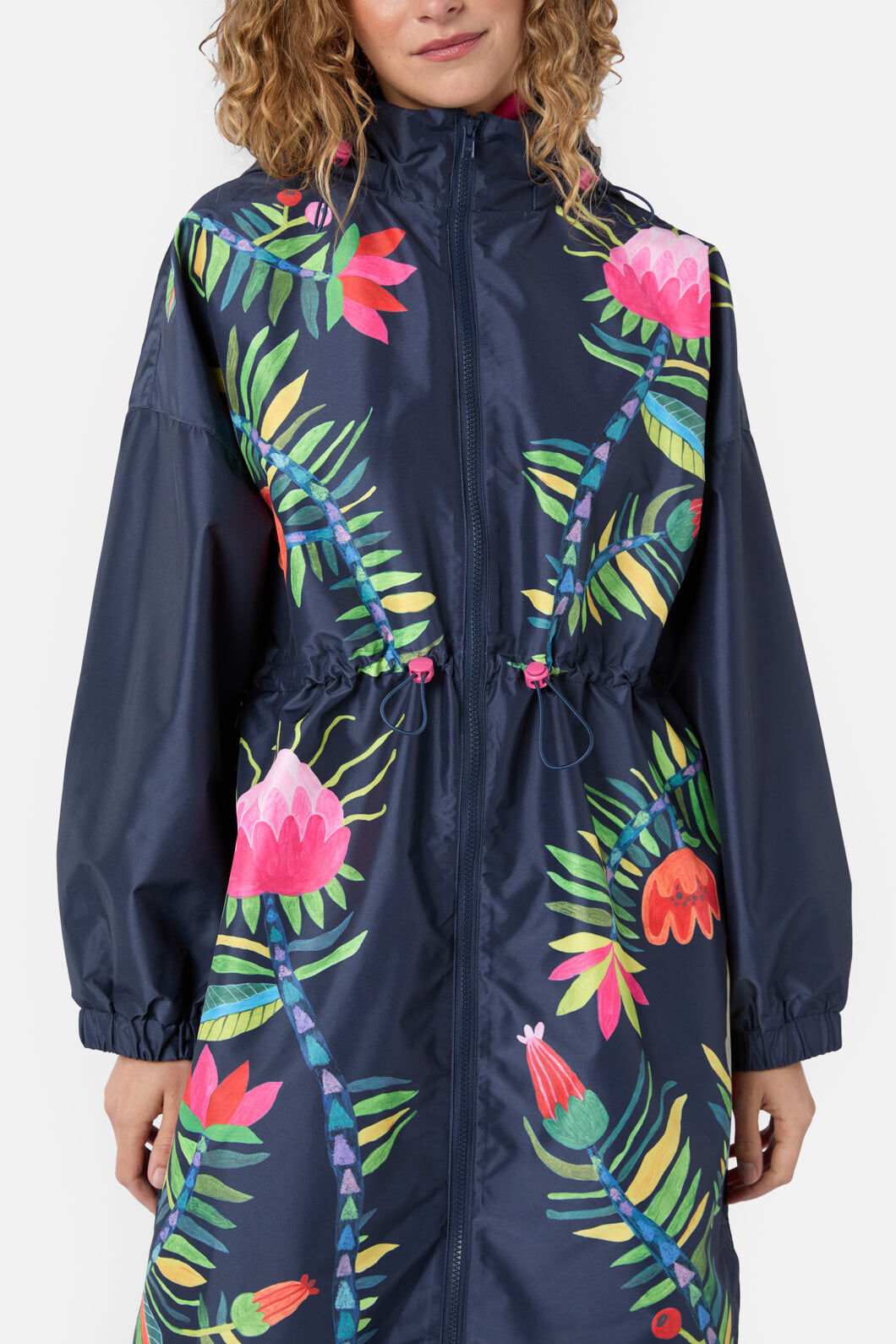 Gorman - Pretty Protea Long Raincoat - navy