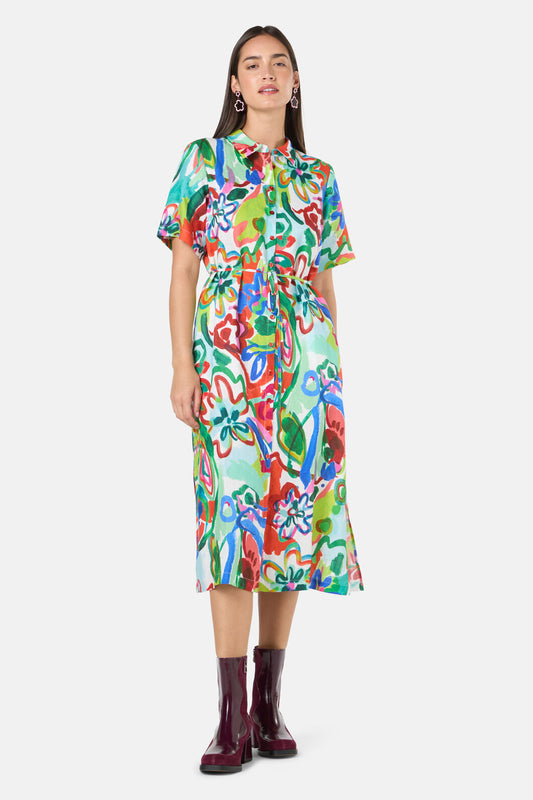 Gorman - Abstract Flower Linen Dress - print