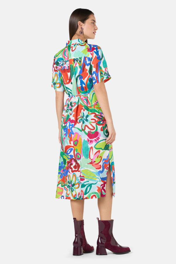 Gorman - Abstract Flower Linen Dress - print