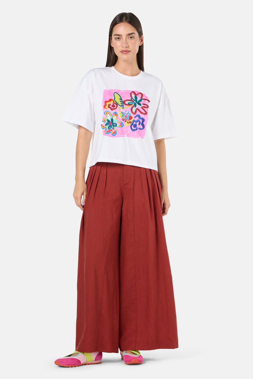 Gorman - Abstract Flower Embroidered Relaxed Tee - print