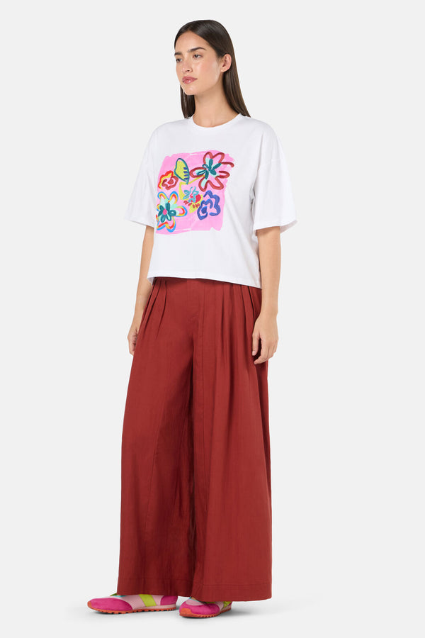 Gorman - Abstract Flower Embroidered Relaxed Tee - print