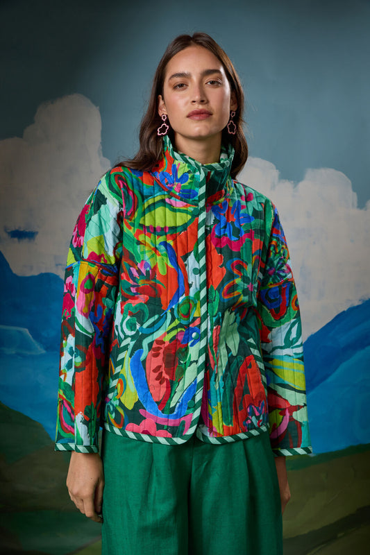 Gorman - Abstract Flower Quilted Reversible Jacket - print