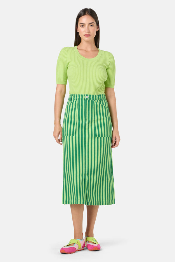 Gorman - Linea Stripe Denim Skirt - stripe