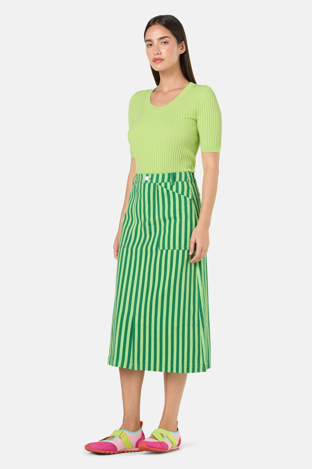 Gorman - Linea Stripe Denim Skirt - stripe