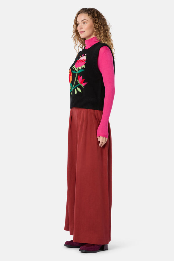 Gorman - Pretty Protea Knit Vest - black