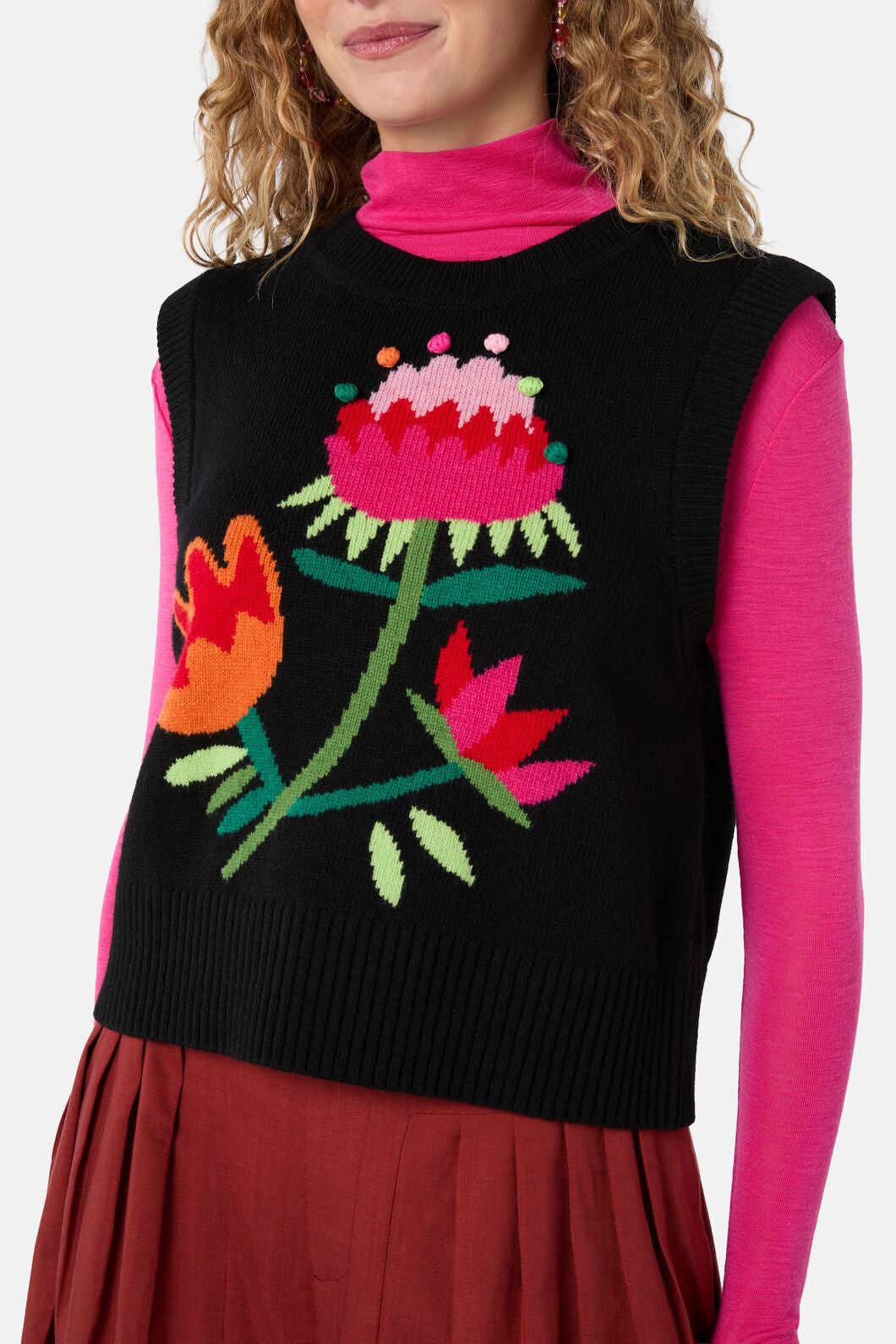 Gorman - Pretty Protea Knit Vest - black