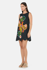 Gorman - Blooming Bird Embroidered Shift Dress - black
