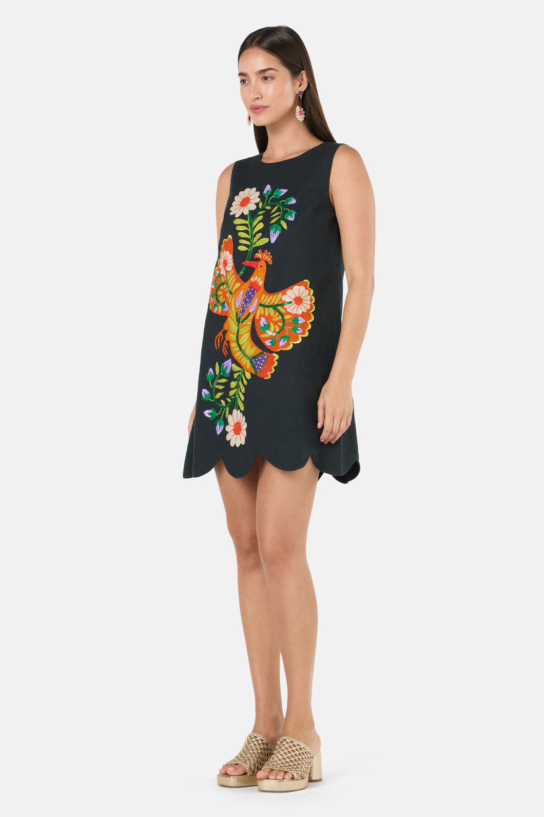 Gorman - Blooming Bird Embroidered Shift Dress - black