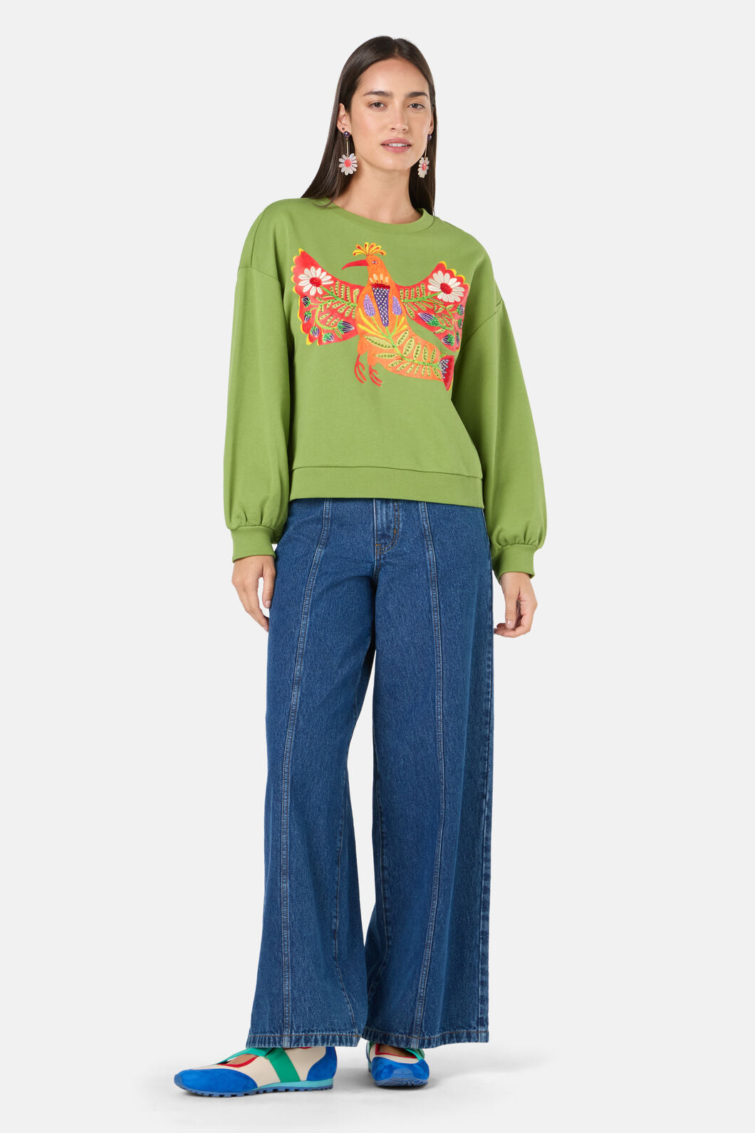 Gorman - Blooming Bird Embroidered Sweater - green