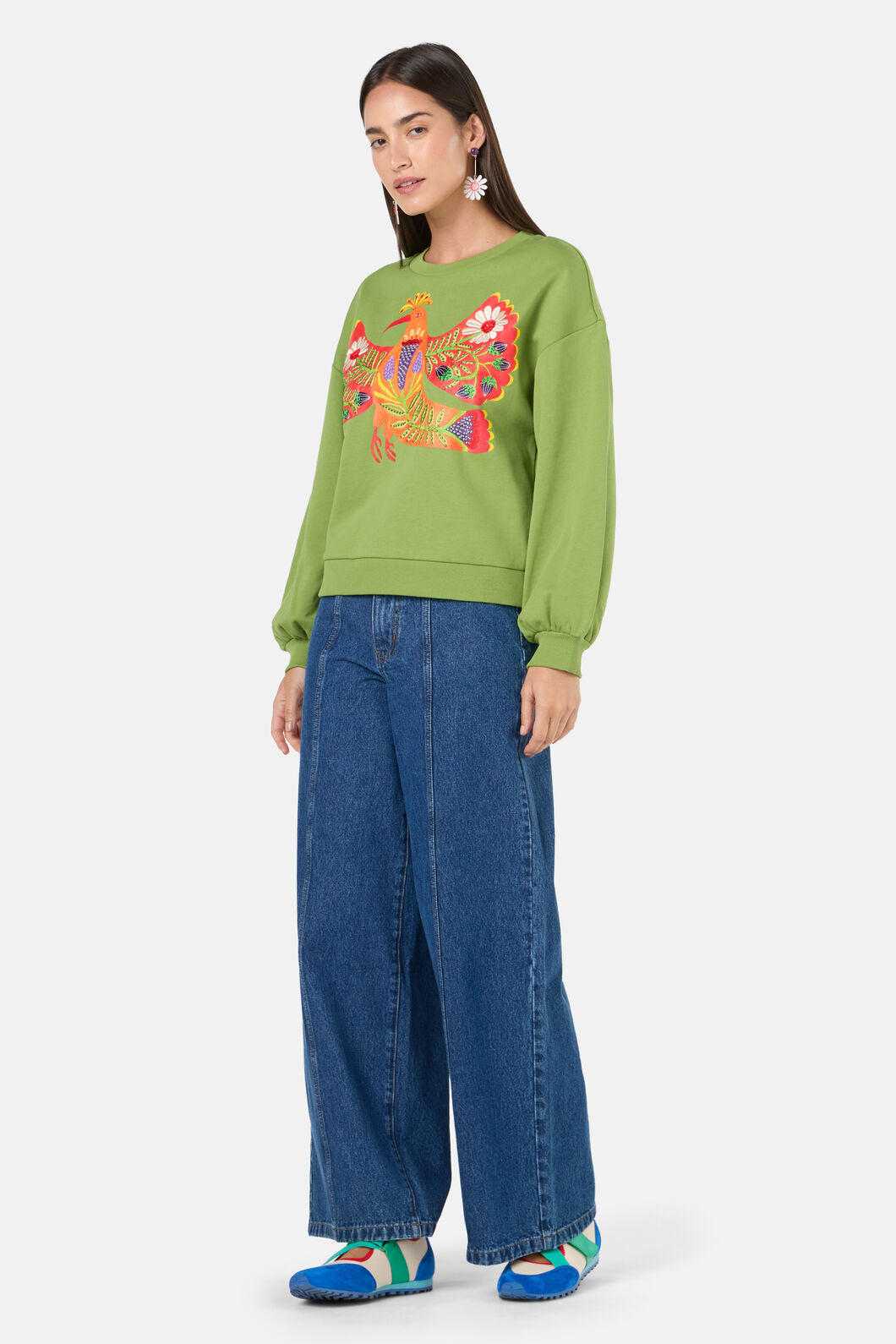 Gorman - Blooming Bird Embroidered Sweater - green