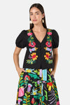 Gorman - Whimsical Embroidered Top - black