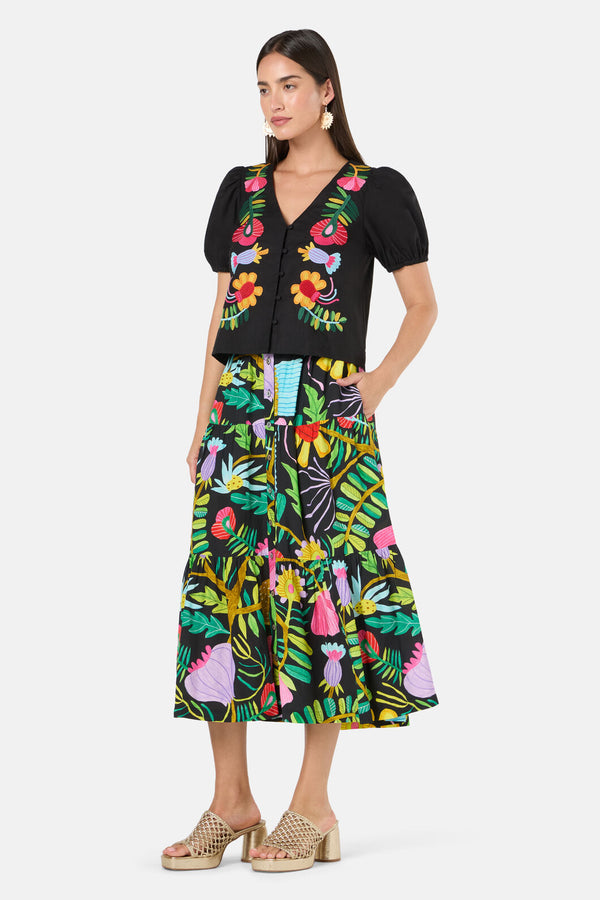 Gorman - Whimsical Embroidered Top - black
