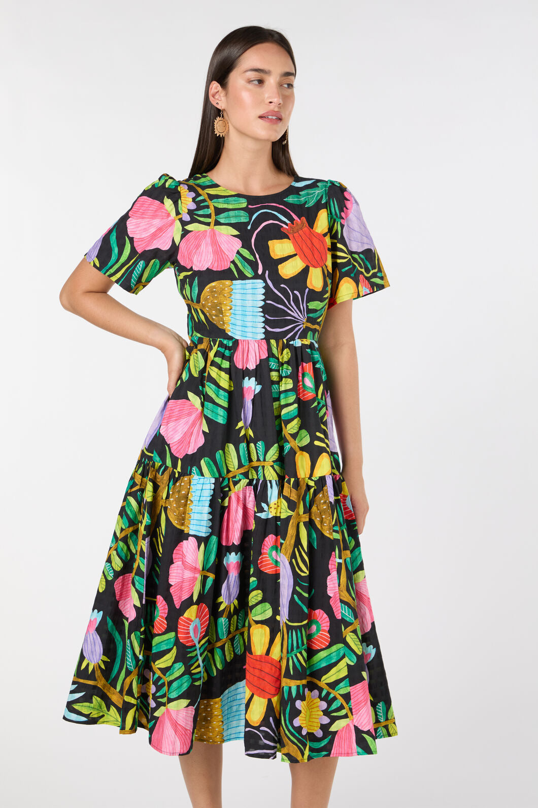 Gorman - Whimsical Blooms Tiered Dress - print