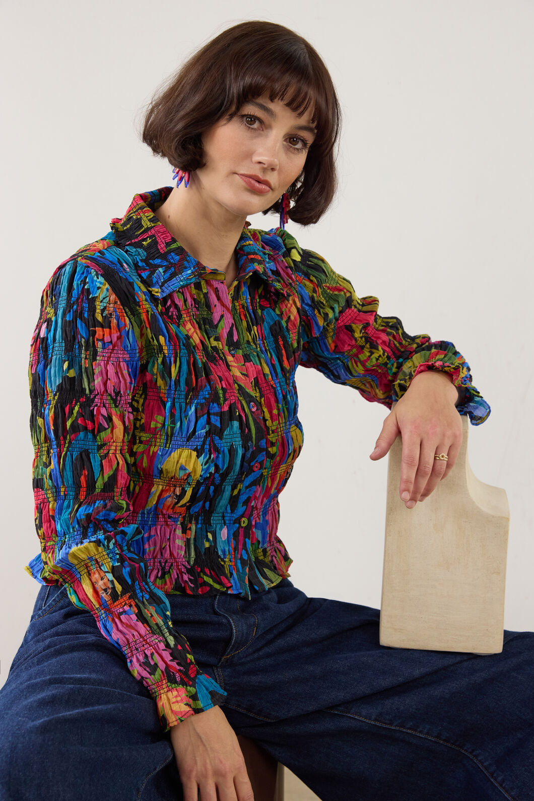 Gorman - Night Garden Shirred Top - print
