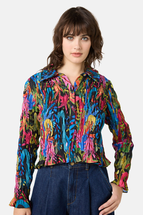 Gorman - Night Garden Shirred Top - print