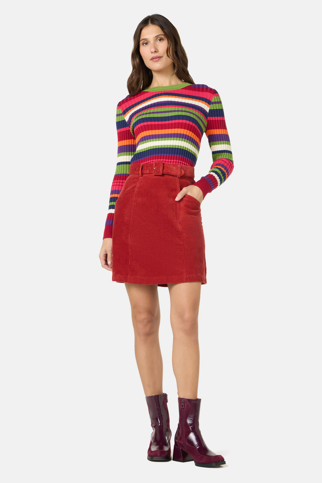 Gorman - Heather Cord Mini Skirt - red