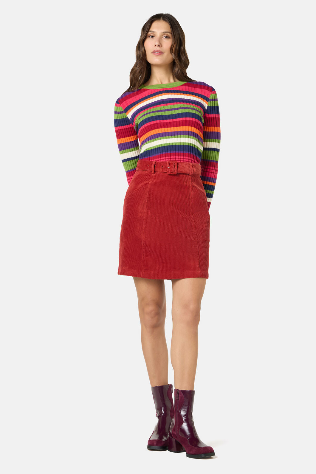 Gorman - Heather Cord Mini Skirt - red