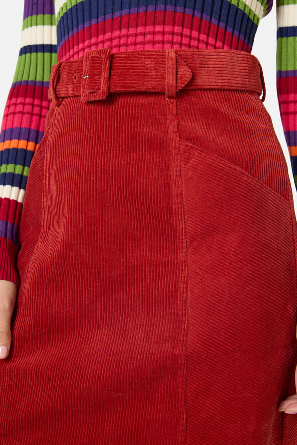 Gorman - Heather Cord Mini Skirt - red