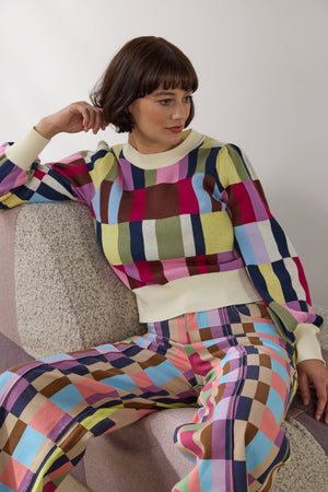 Gorman - Arty Check Knit Jumper - print