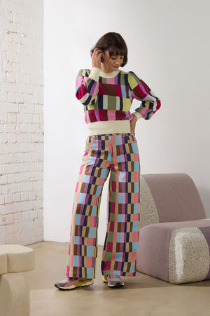 Gorman - Arty Check Wide Denim Jean - print