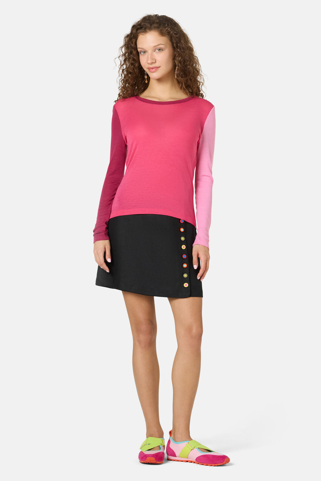 Gorman - Colour Block Merino Crew Neck - pink