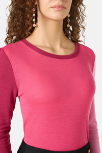 Gorman - Colour Block Merino Crew Neck - pink