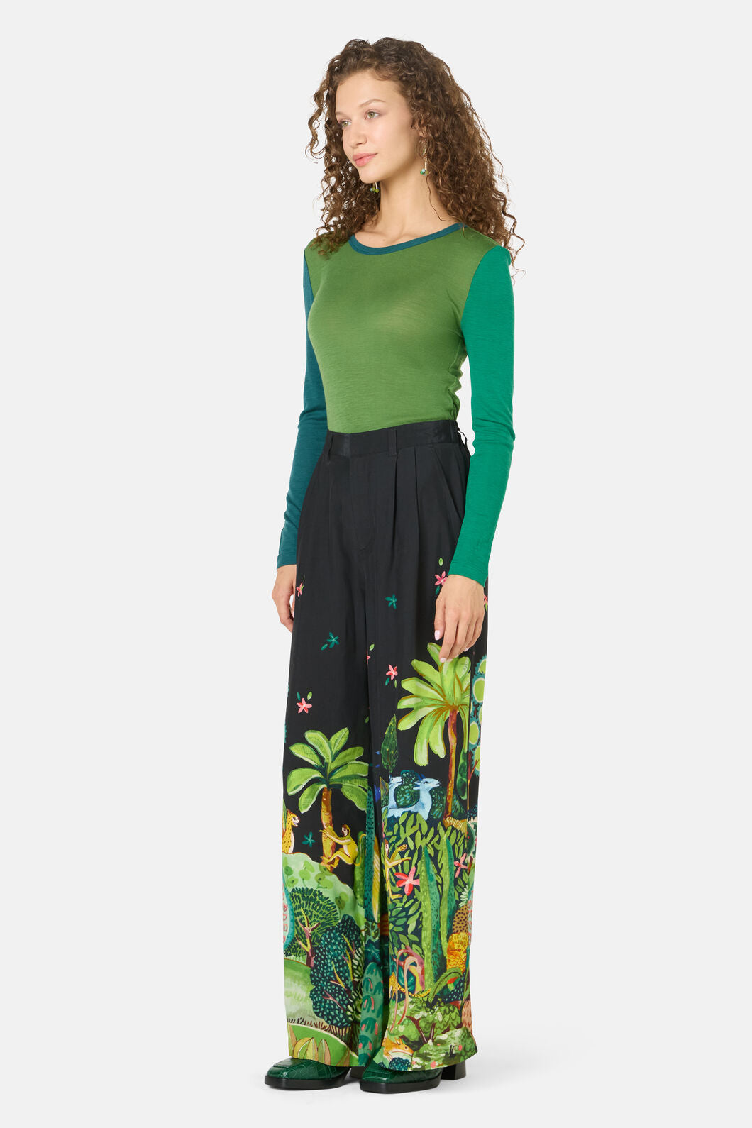 Gorman - Colour Block Merino Crew Neck - green