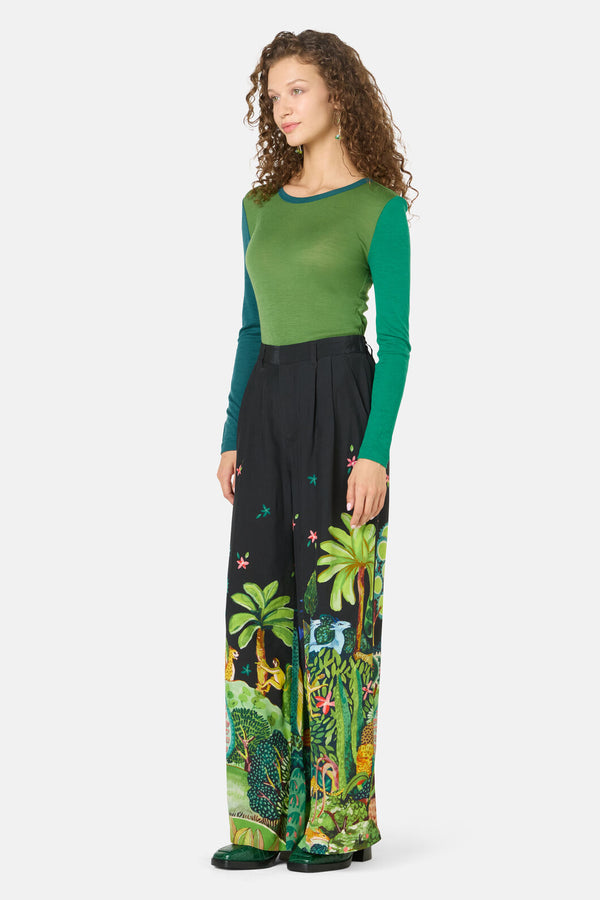 Gorman - Colour Block Merino Crew Neck - green