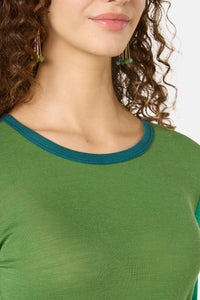 Gorman - Colour Block Merino Crew Neck - green