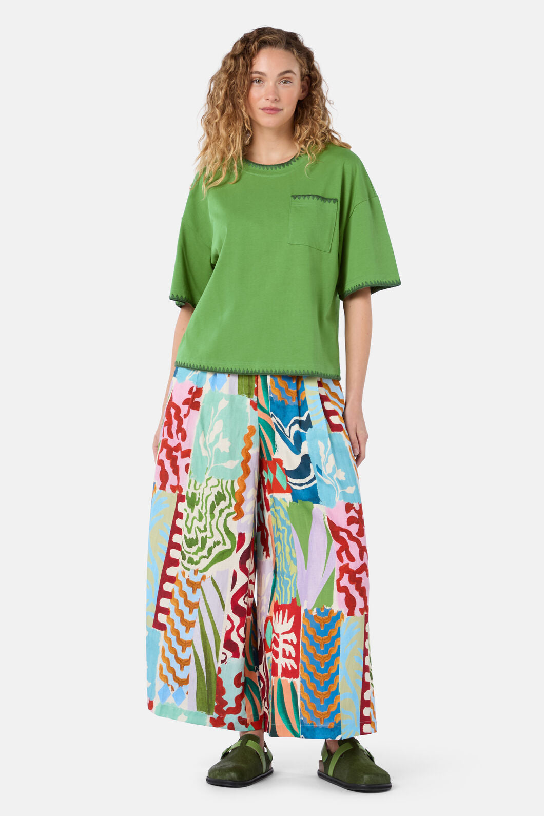 Gorman - Border Embroidery Relaxed Tee - green