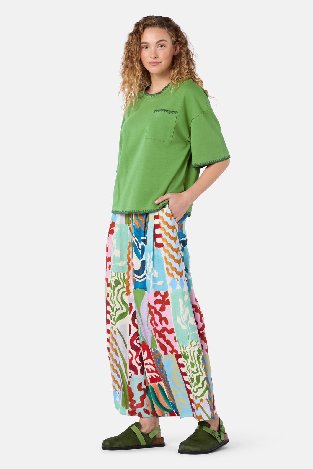 Gorman - Border Embroidery Relaxed Tee - green