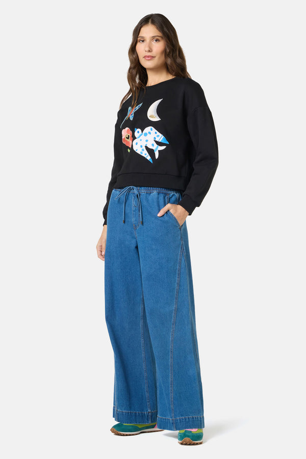 Gorman - The Garden Embroidered Sweater - black