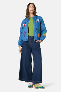 Gorman - Garden Bed Denim Bomber Jacket - blue