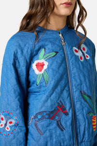 Gorman - Garden Bed Denim Bomber Jacket - blue
