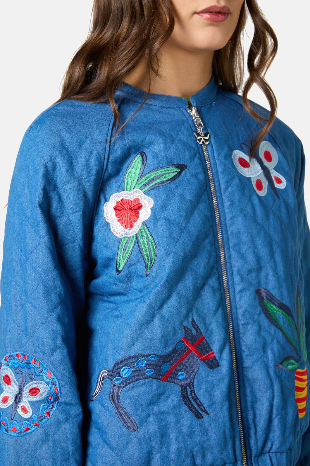 Gorman - Garden Bed Denim Bomber Jacket - blue