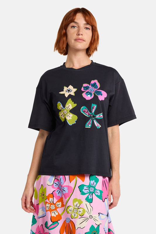 Gorman - So Fetch Sequin Oversized Tee - black