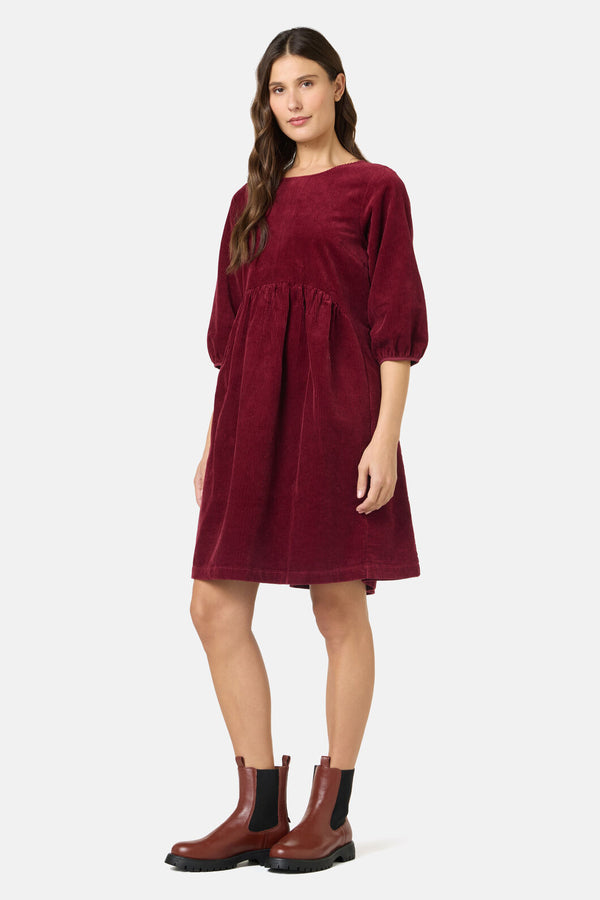 Gorman - Dahlia Cord Smock Dress - plum
