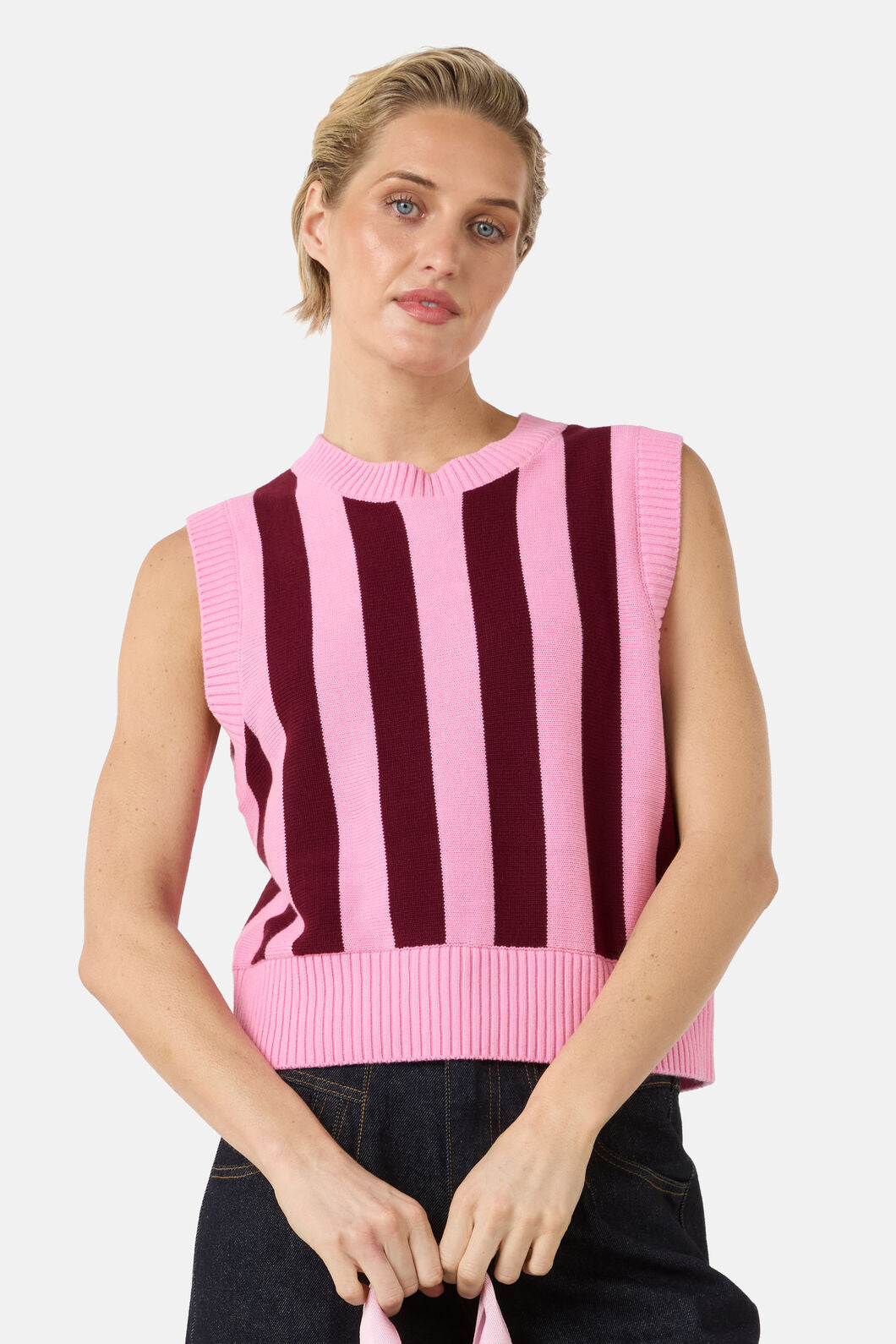 Gorman - Willa Stripe Knit Vest - pink