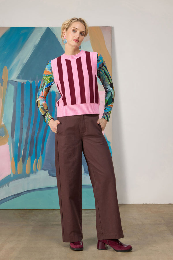 Gorman - Willa Stripe Knit Vest - pink