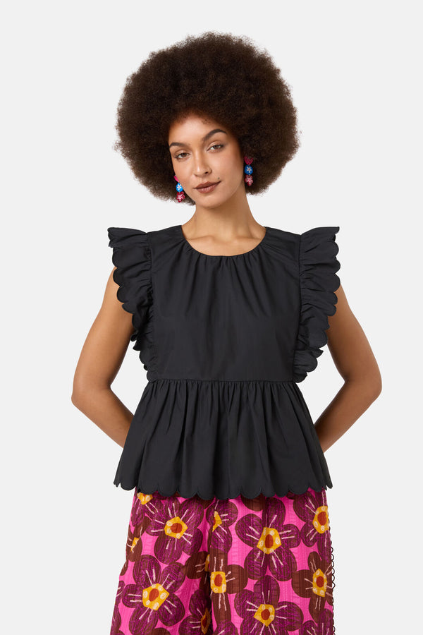 Gorman - Lily Ruffle Top - black