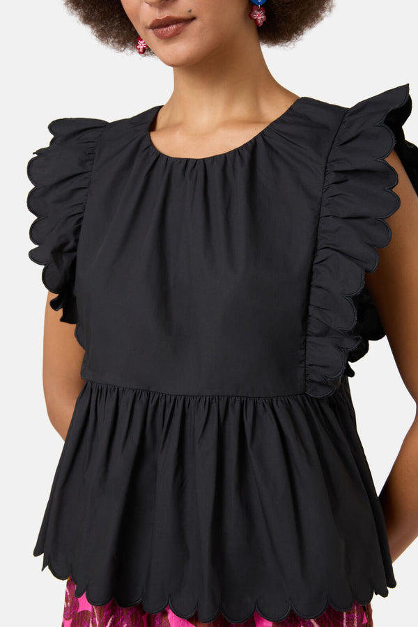 Gorman - Lily Ruffle Top - black