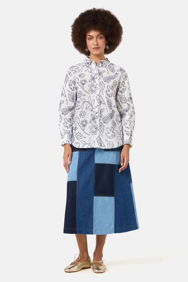 Gorman - Petal Patch Embroidered Shirt - white