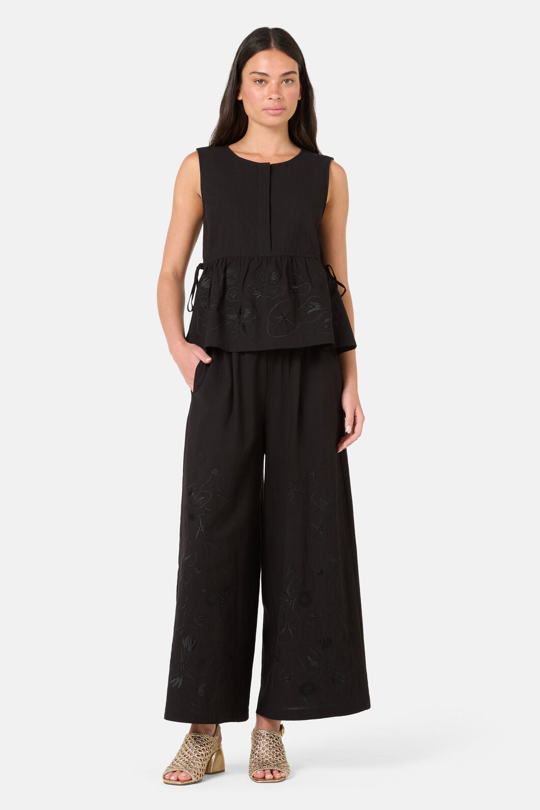 Gorman - Annie Anglaise Cotton Tank - black