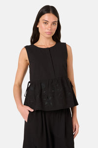 Gorman - Annie Anglaise Cotton Tank - black